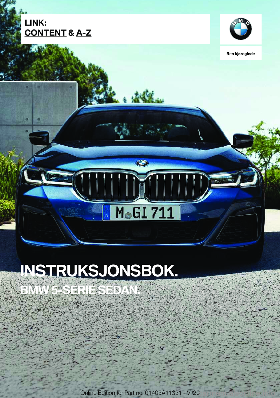 BMW 5 SERIES 2021  InstruksjonsbØker (in Norwegian) �R�e�n��k�j�