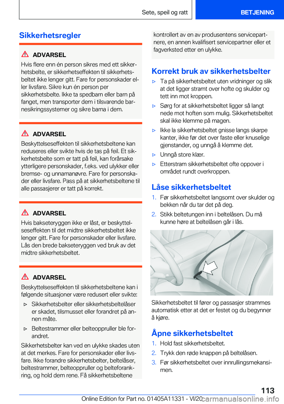 BMW 5 SERIES 2021  InstruksjonsbØker (in Norwegian) �S�i�k�k�e�r�h�e�t�s�r�e�g�l�e�r
�A�D�V�A�R�S�E�L
�H�v�i�s��f�l�e�r�e��e�n�n��
