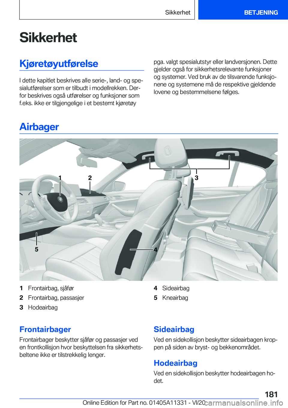 BMW 5 SERIES 2021  InstruksjonsbØker (in Norwegian) �S�i�k�k�e�r�h�e�t�K�j�