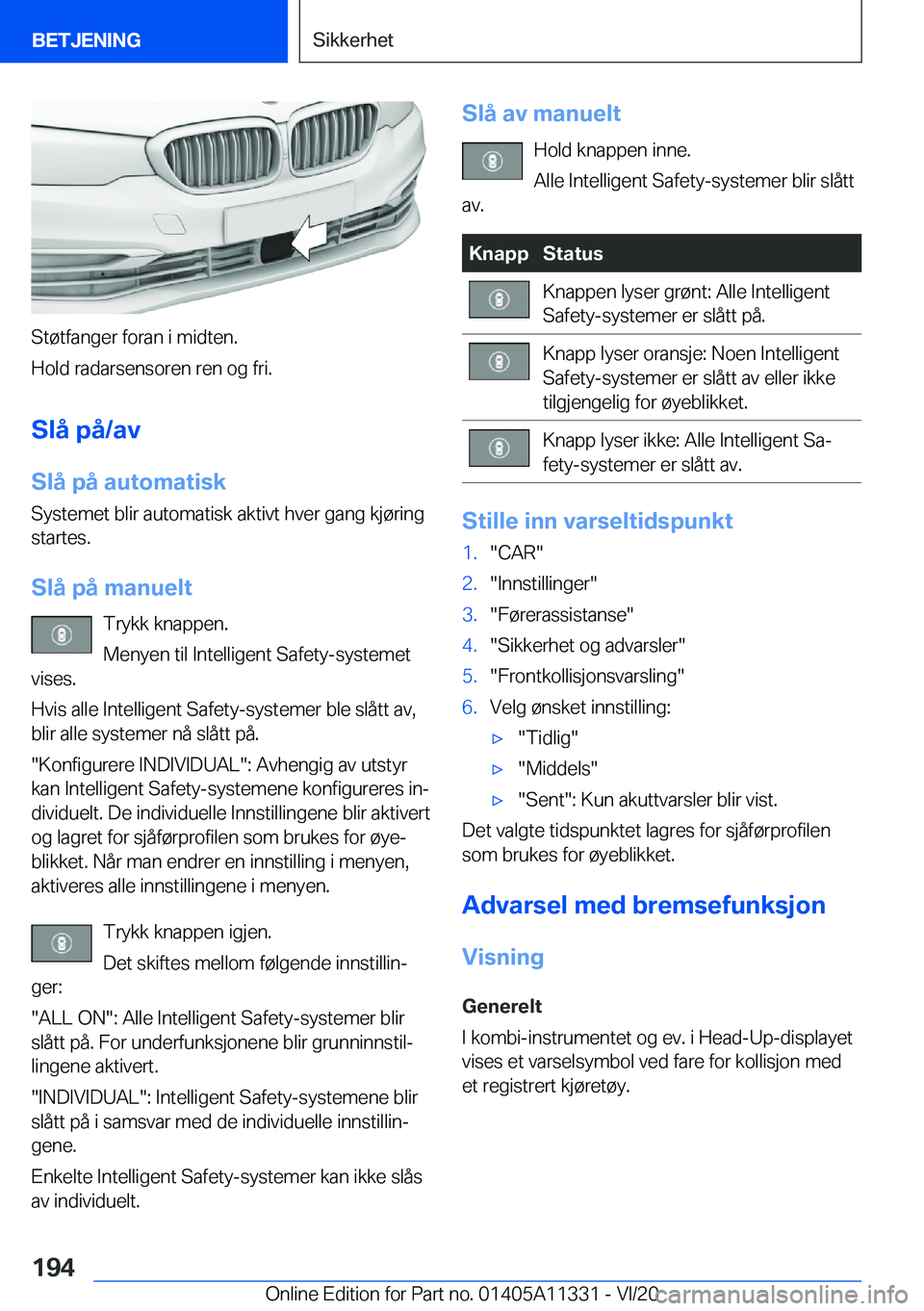 BMW 5 SERIES 2021  InstruksjonsbØker (in Norwegian) �S�t�