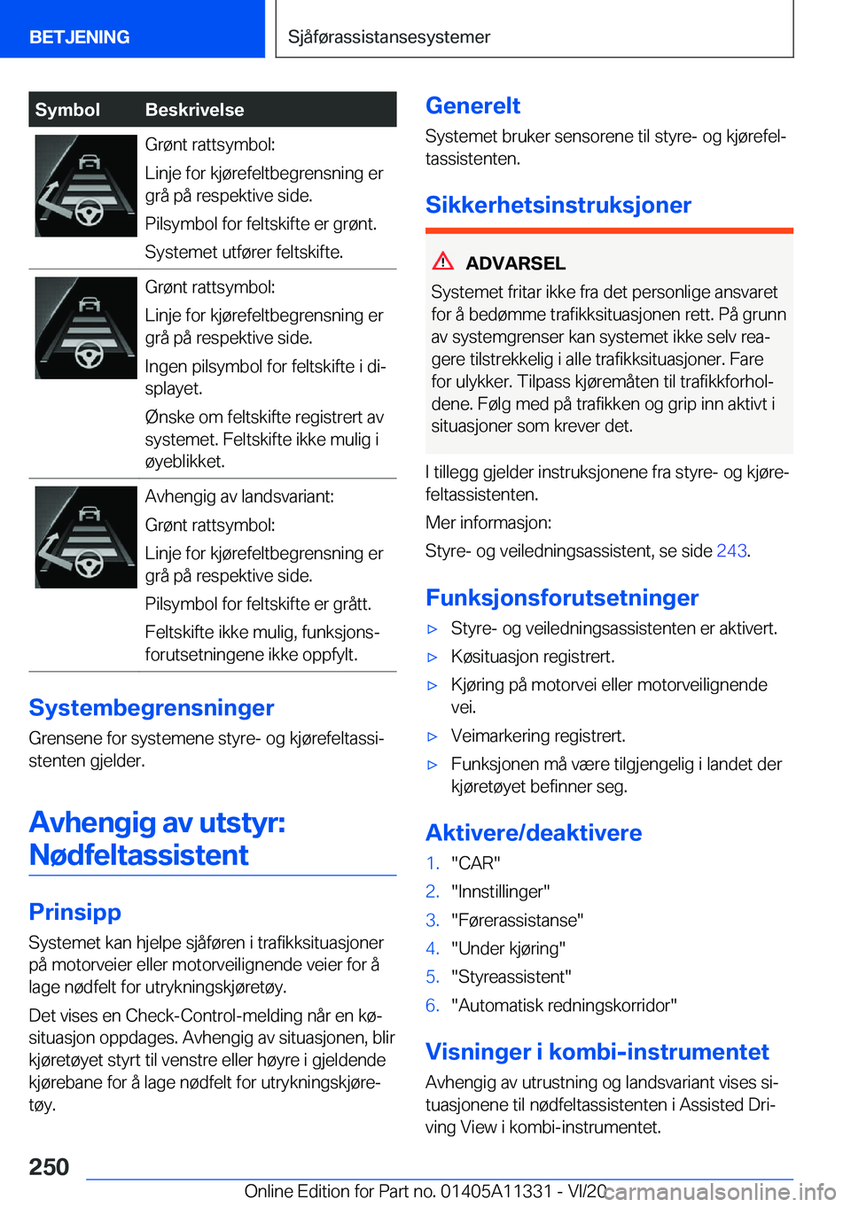BMW 5 SERIES 2021  InstruksjonsbØker (in Norwegian) �S�y�m�b�o�l�B�e�s�k�r�i�v�e�l�s�e�G�r�