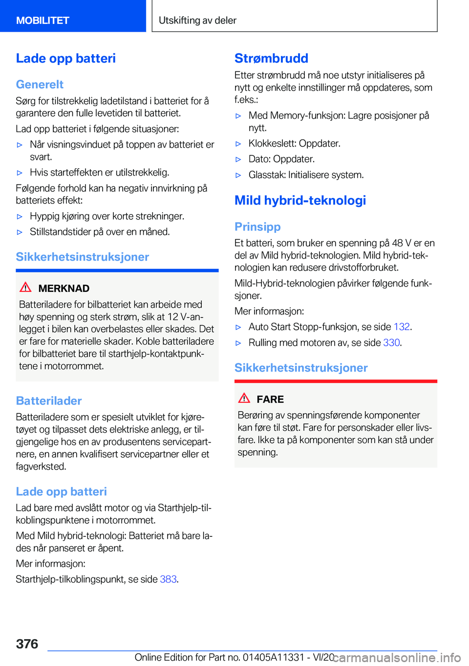 BMW 5 SERIES 2021  InstruksjonsbØker (in Norwegian) �L�a�d�e��o�p�p��b�a�t�t�e�r�i
�G�e�n�e�r�e�l�t
�S�