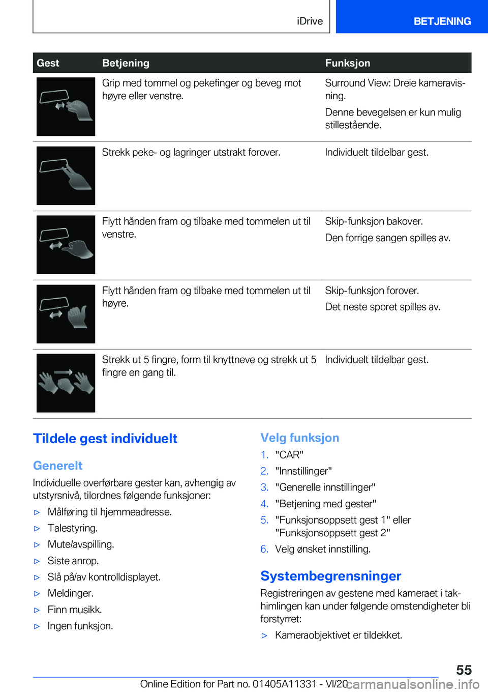 BMW 5 SERIES 2021  InstruksjonsbØker (in Norwegian) �G�e�s�t�B�e�t�j�e�n�i�n�g�F�u�n�k�s�j�o�n�G�r�i�p��m�e�d��t�o�m�m�e�l��o�g��p�e�k�e�f�i�n�g�e�r��o�g��b�e�v�e�g��m�o�t
�h�