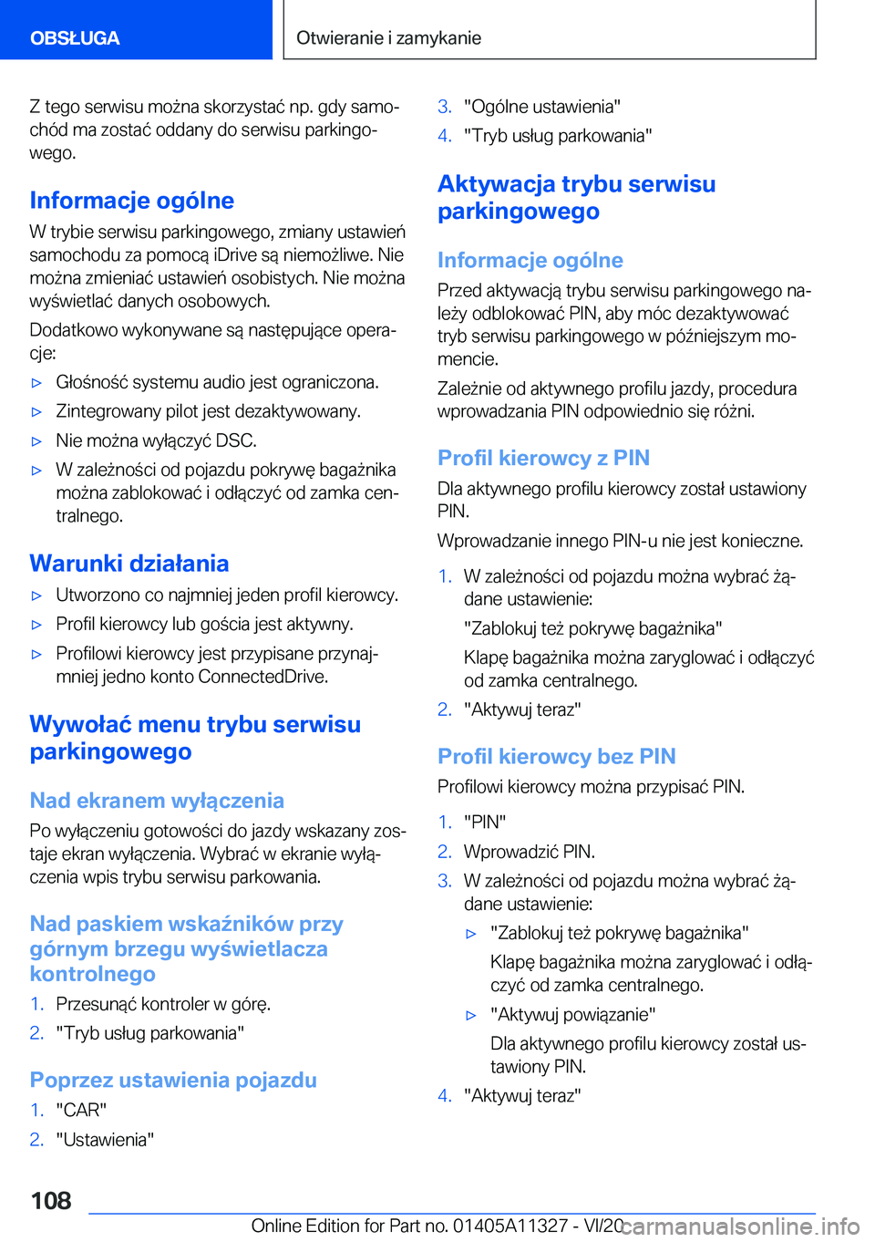 BMW 5 SERIES 2021  Instrukcja obsługi (in Polish) �Z��t�e�g�o��s�e�r�w�i�s�u��m�o9�n�a��s�k�o�r�z�y�s�t�a�