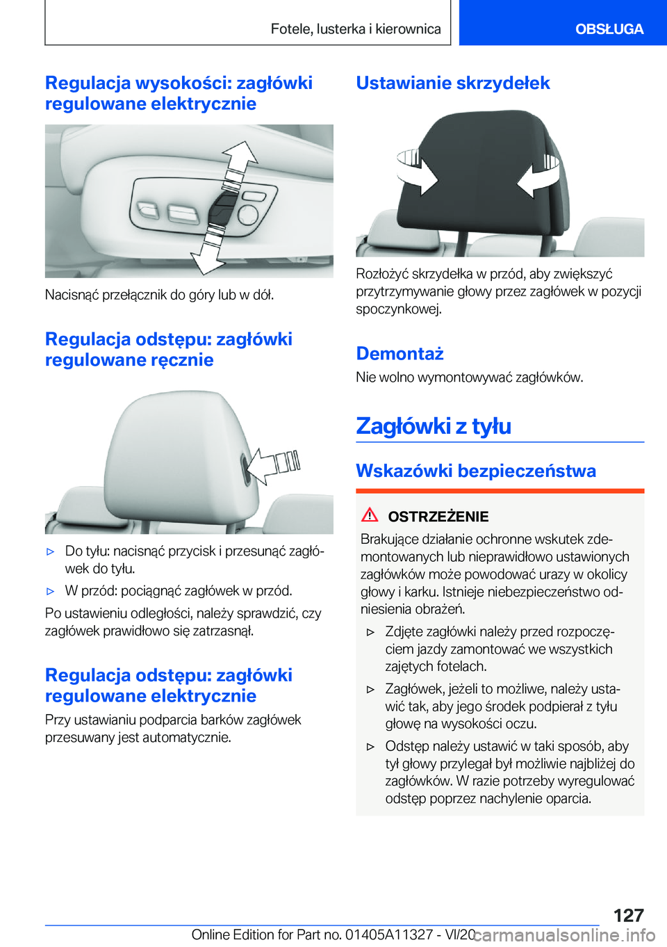BMW 5 SERIES 2021  Instrukcja obsługi (in Polish) �R�e�g�u�l�a�c�j�a��w�y�s�o�k�o�c�i�:��z�a�g�ł�