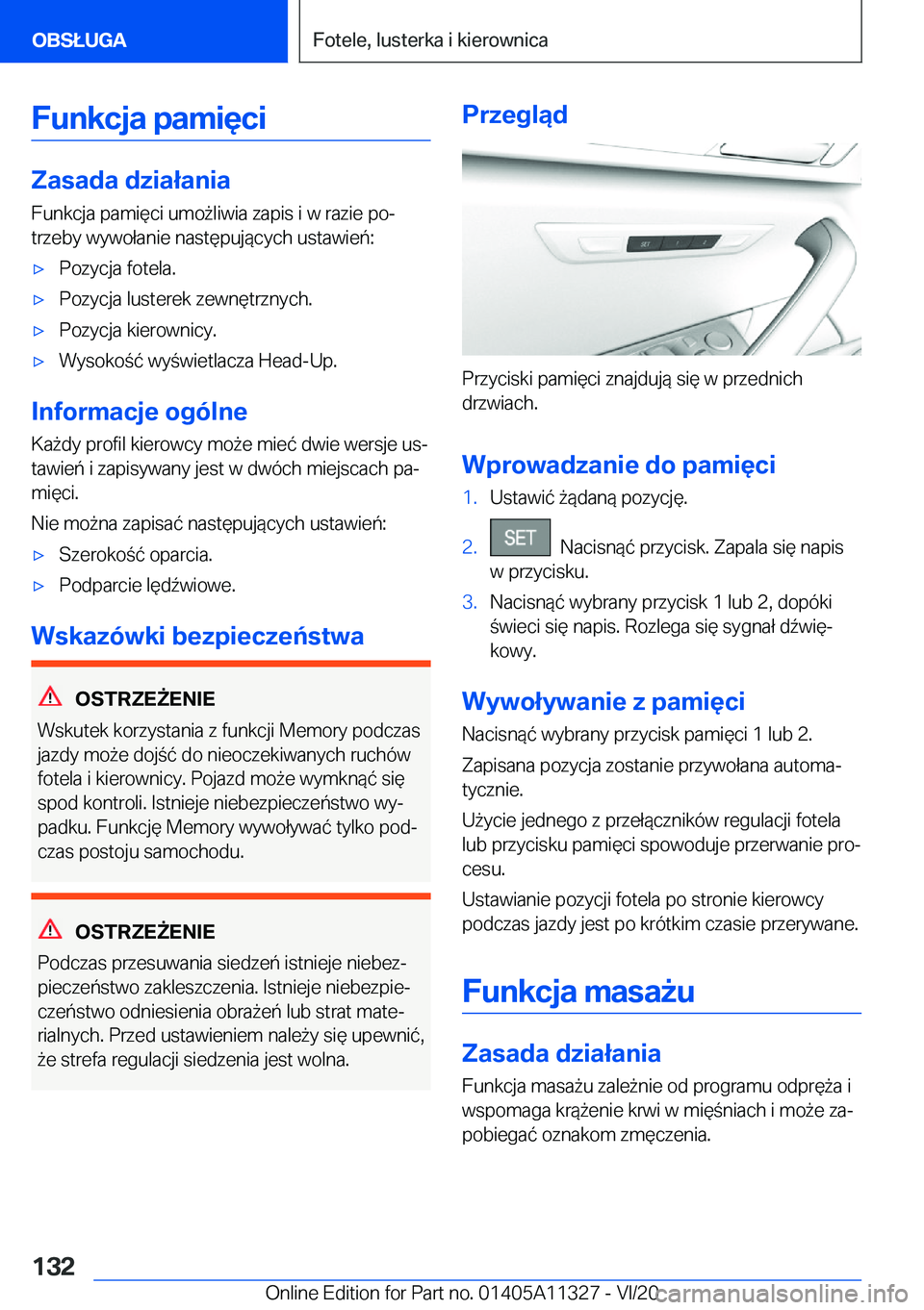 BMW 5 SERIES 2021  Instrukcja obsługi (in Polish) �F�u�n�k�c�j�a��p�a�m�i�