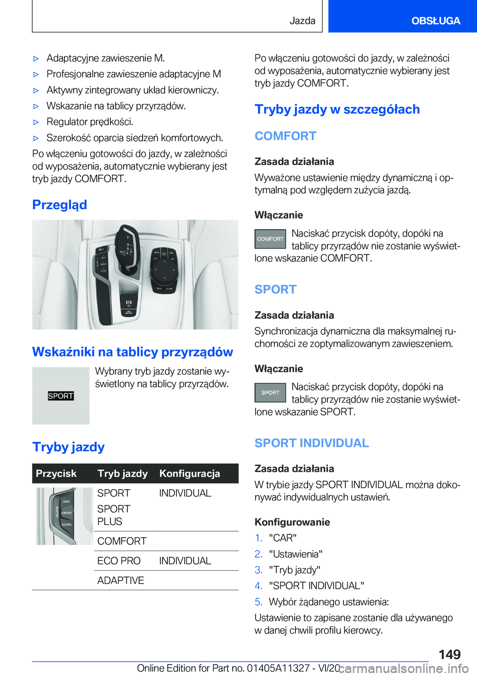 BMW 5 SERIES 2021  Instrukcja obsługi (in Polish) 'x�A�d�a�p�t�a�c�y�j�n�e��z�a�w�i�e�s�z�e�n�i�e��M�.'x�P�r�o�f�e�s�j�o�n�a�l�n�e��z�a�w�i�e�s�z�e�n�i�e��a�d�a�p�t�a�c�y�j�n�e��M'x�A�k�t�y�w�n�y��z�i�n�t�e�g�r�o�w�a�n�y��u�k�ł�a�