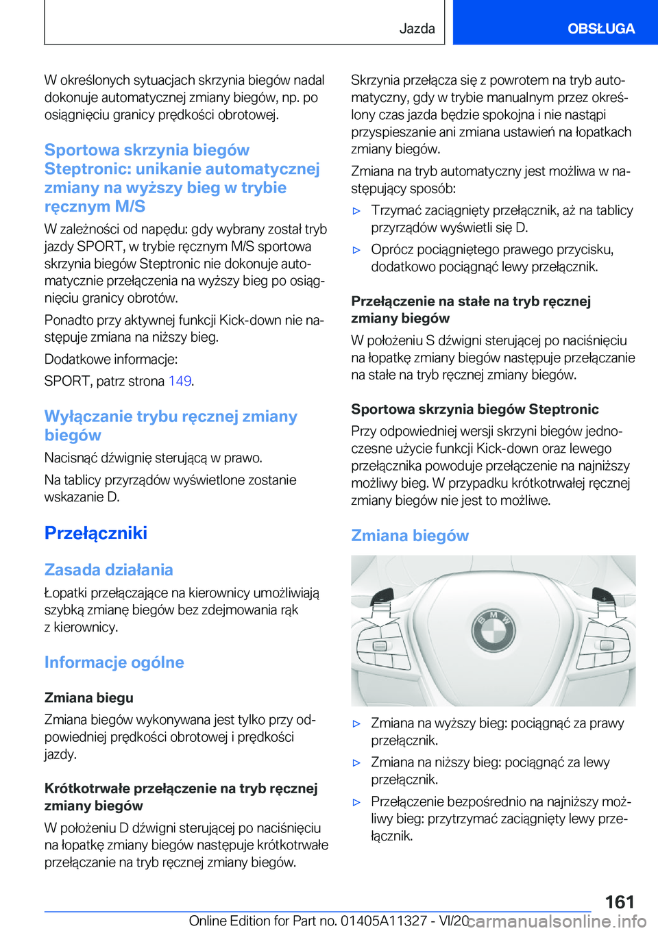 BMW 5 SERIES 2021  Instrukcja obsługi (in Polish) �W��o�k�r�e�l�o�n�y�c�h��s�y�t�u�a�c�j�a�c�h��s�k�r�z�y�n�i�a��b�i�e�g�