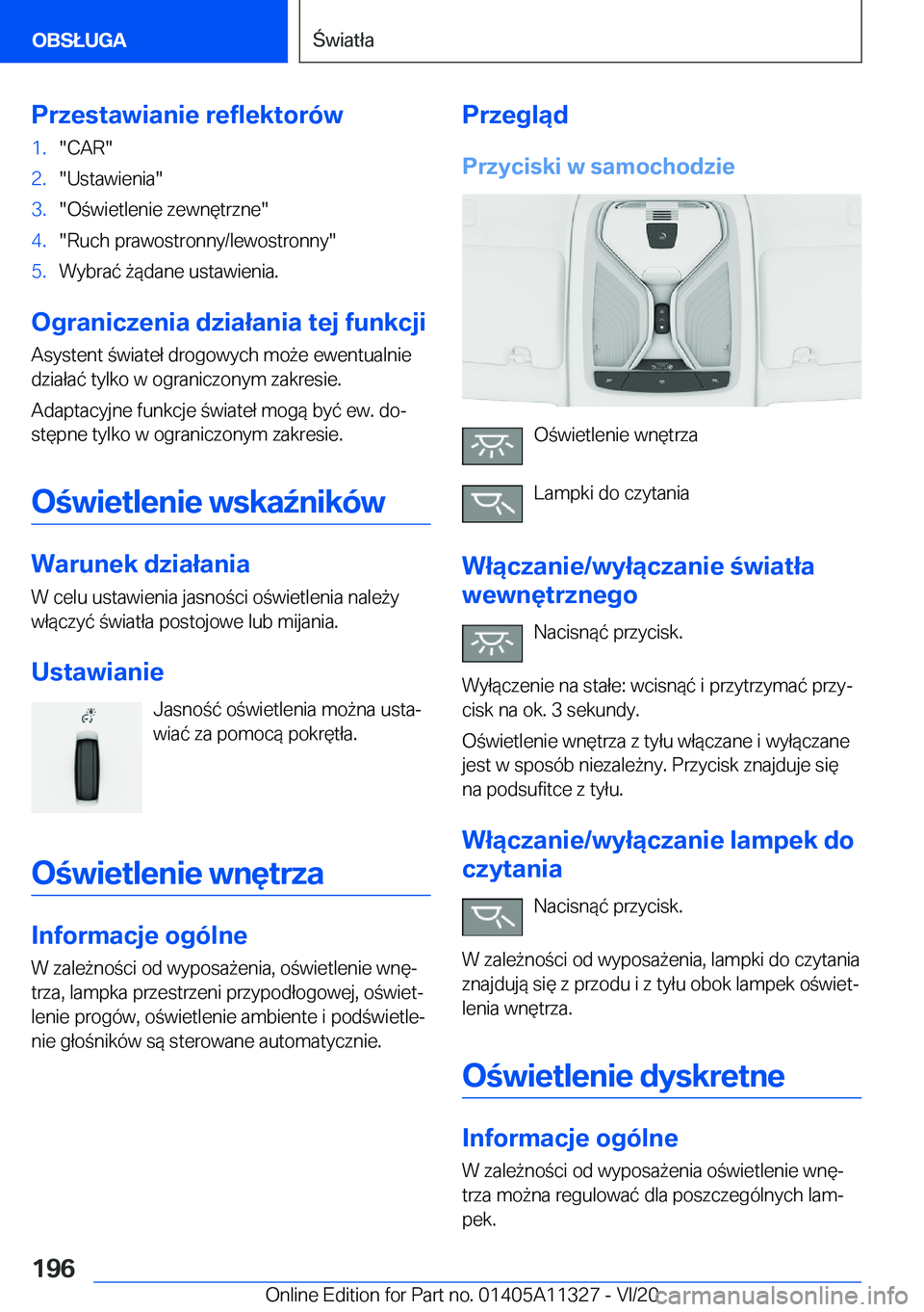 BMW 5 SERIES 2021  Instrukcja obsługi (in Polish) �P�r�z�e�s�t�a�w�i�a�n�i�e��r�e�f�l�e�k�t�o�r�