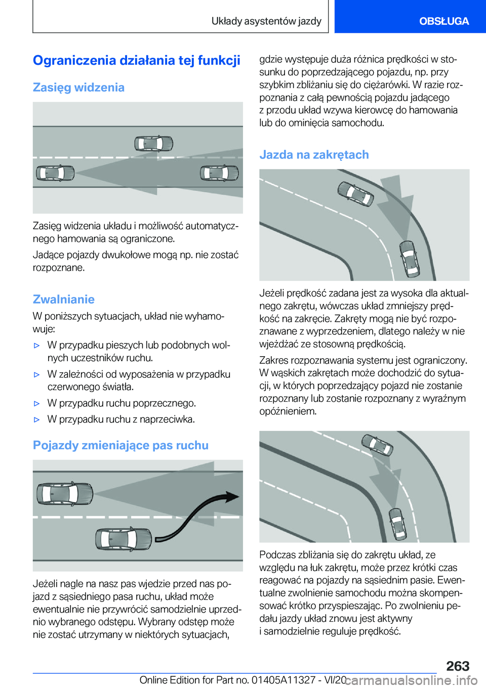 BMW 5 SERIES 2021  Instrukcja obsługi (in Polish) �O�g�r�a�n�i�c�z�e�n�i�a��d�z�i�a�ł�a�n�i�a��t�e�j��f�u�n�k�c�j�i�Z�a�s�i�