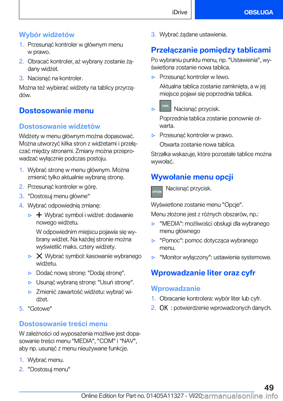 BMW 5 SERIES 2021  Instrukcja obsługi (in Polish) �W�y�b�