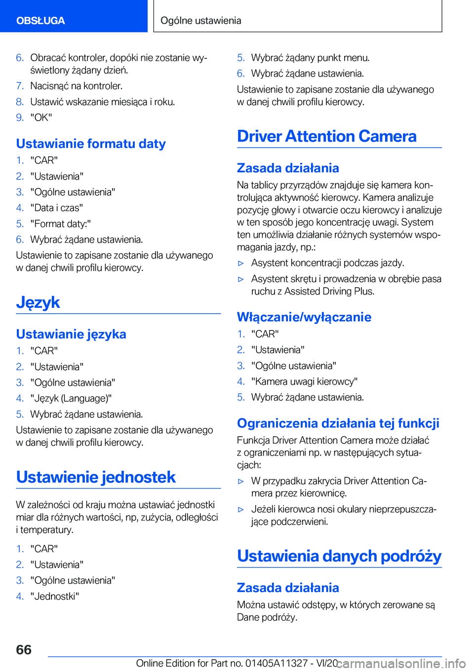 BMW 5 SERIES 2021  Instrukcja obsługi (in Polish) �6�.�O�b�r�a�c�a�