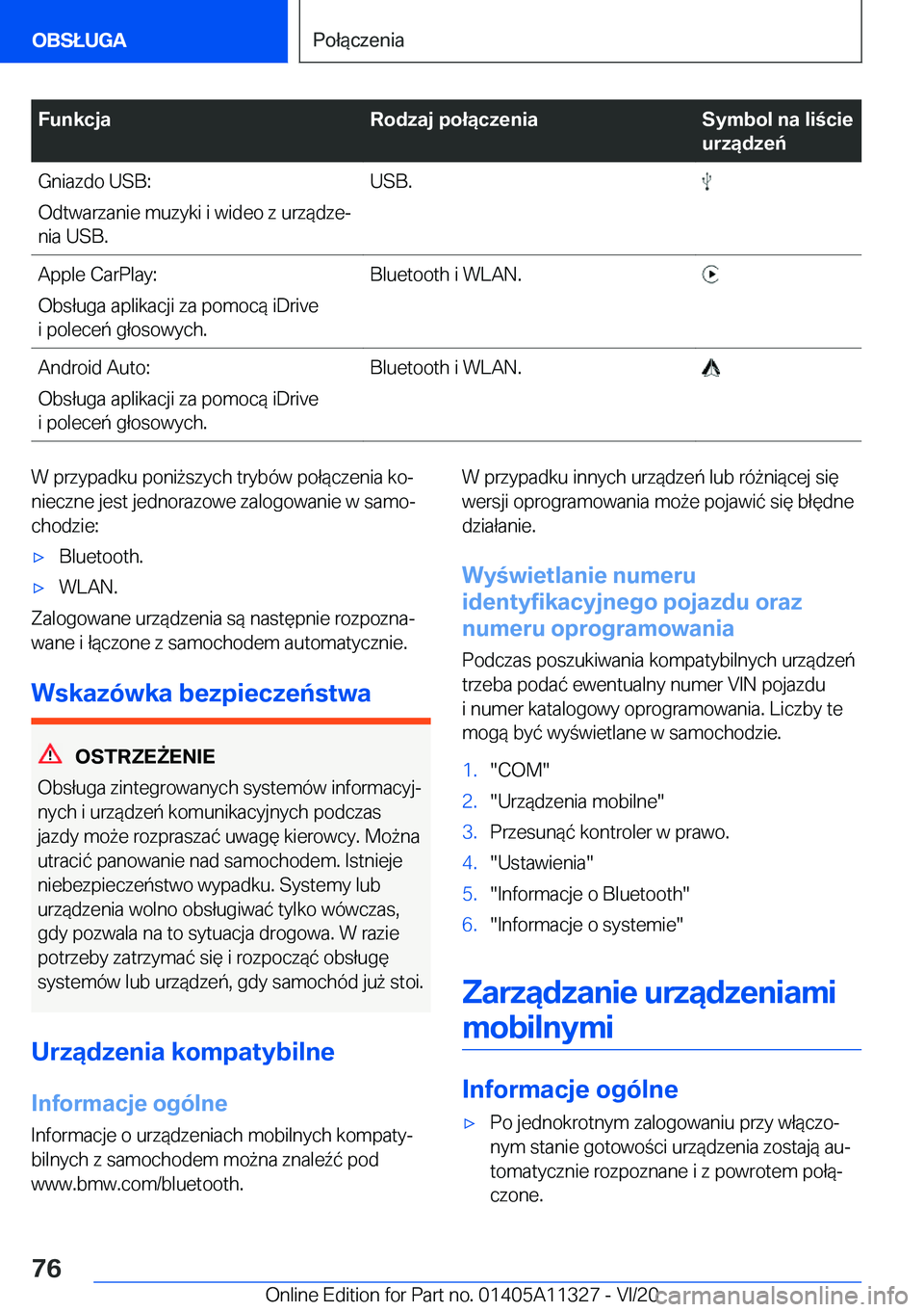 BMW 5 SERIES 2021  Instrukcja obsługi (in Polish) �F�u�n�k�c�j�a�R�o�d�z�a�j��p�o�ł�ą�c�z�e�n�i�a�S�y�m�b�o�l��n�a��l�i�c�i�e
�u�r�z�ą�d�z�e�