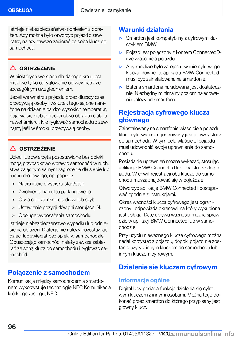 BMW 5 SERIES 2021  Instrukcja obsługi (in Polish) �I�s�t�n�i�e�j�e��n�i�e�b�e�z�p�i�e�c�z�e�