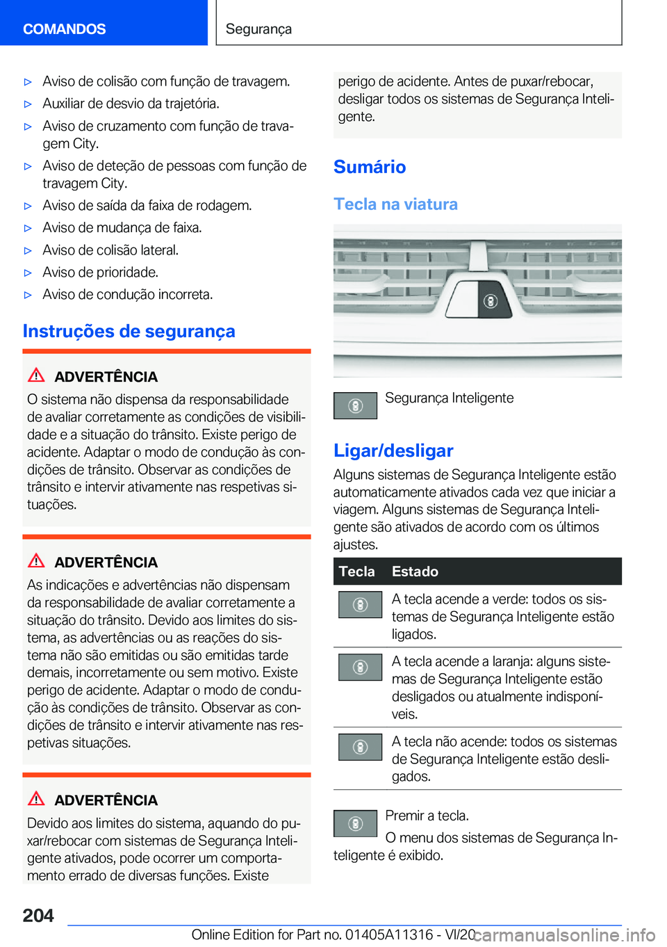 BMW 5 SERIES 2021  Manual do condutor (in Portuguese) x�A�v�i�s�o��d�e��c�o�l�i�s�ã�o��c�o�m��f�u�n�