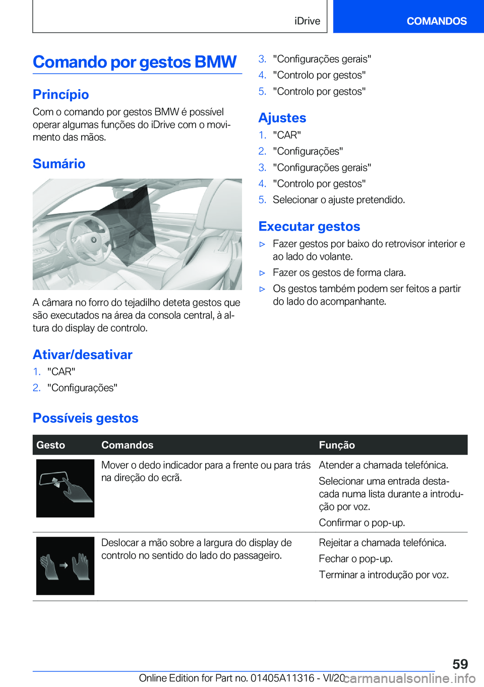 BMW 5 SERIES 2021  Manual do condutor (in Portuguese) �C�o�m�a�n�d�o��p�o�r��g�e�s�t�o�s��B�M�W
�P�r�i�n�c�