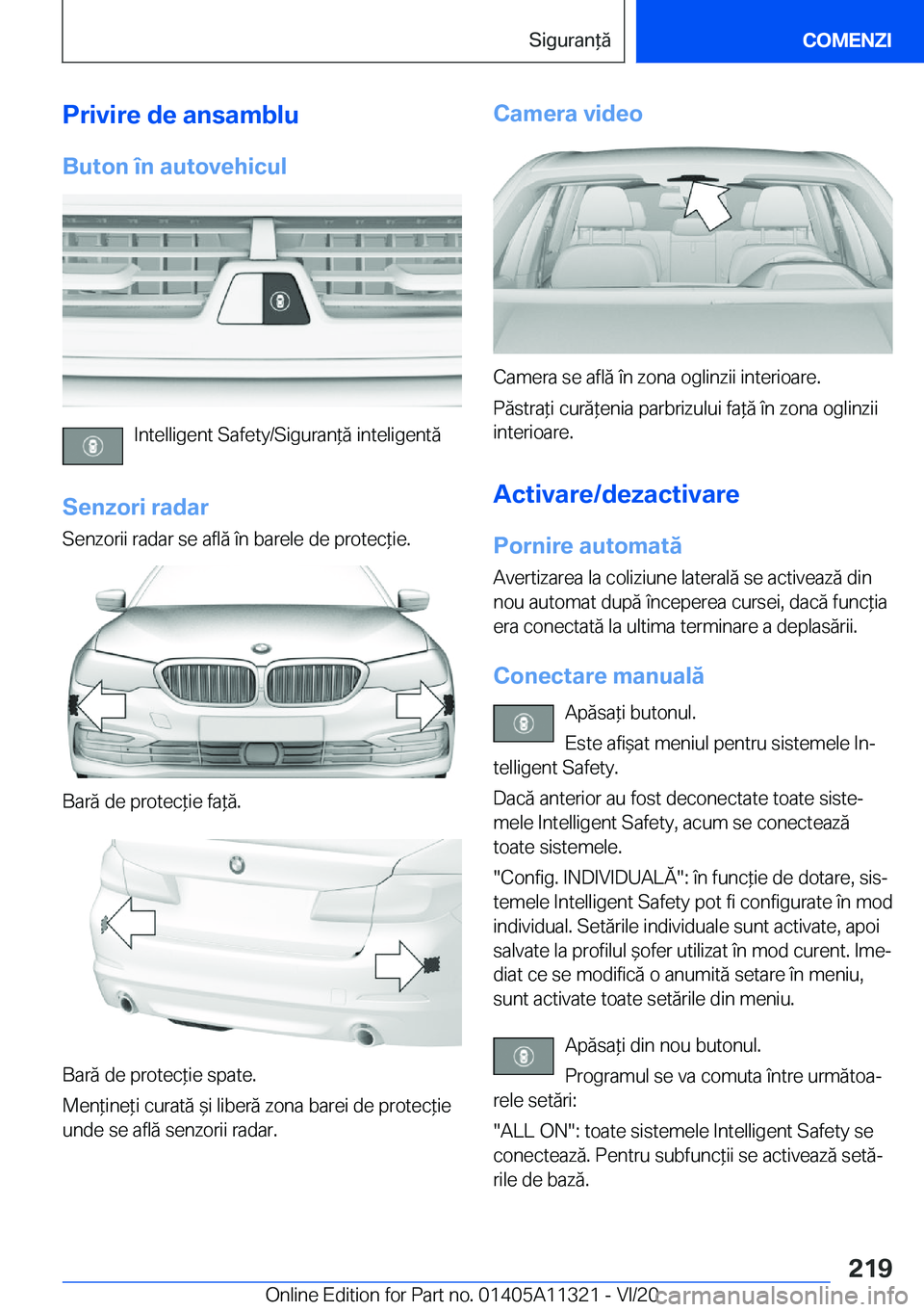 BMW 5 SERIES 2021  Ghiduri De Utilizare (in Romanian) �P�r�i�v�i�r�e��d�e��a�n�s�a�m�b�l�u
�B�u�t�o�n��