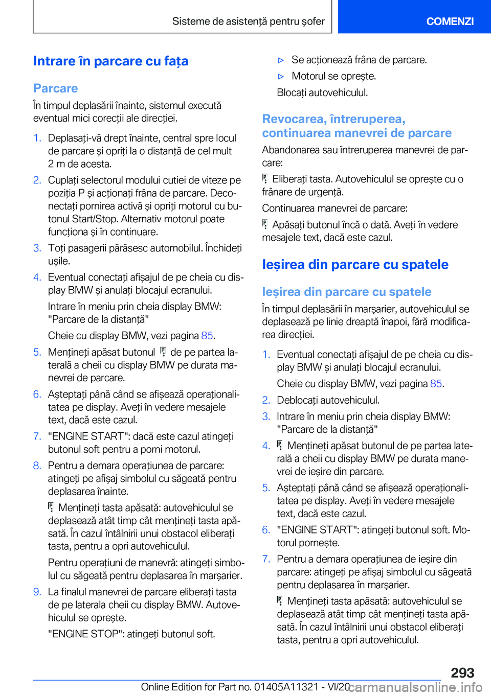BMW 5 SERIES 2021  Ghiduri De Utilizare (in Romanian) �I�n�t�r�a�r�e��