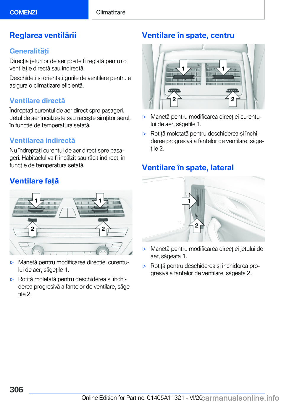 BMW 5 SERIES 2021  Ghiduri De Utilizare (in Romanian) �R�e�g�l�a�r�e�a��v�e�n�t�i�l�