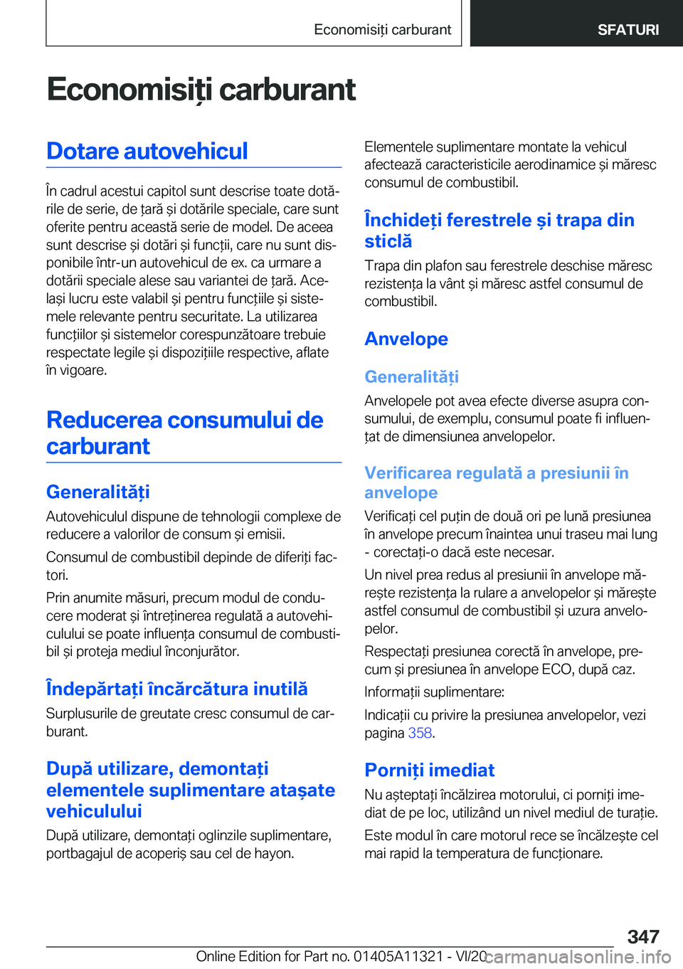 BMW 5 SERIES 2021  Ghiduri De Utilizare (in Romanian) �E�c�o�n�o�m�i�s�i�i��c�a�r�b�u�r�a�n�t�D�o�t�a�r�e��a�u�t�o�v�e�h�i�c�u�l
�