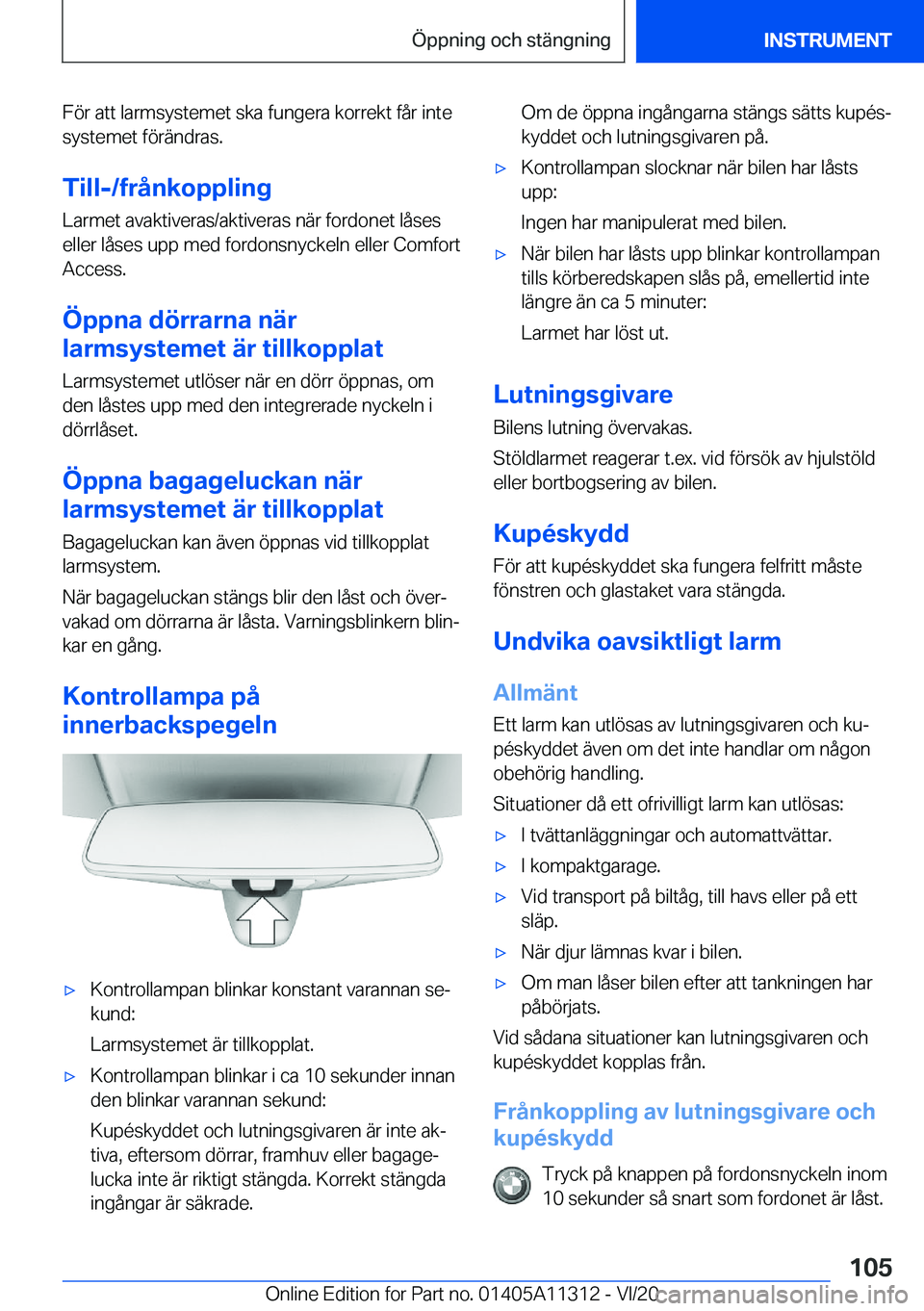 BMW 5 SERIES 2021  InstruktionsbÖcker (in Swedish) �F�