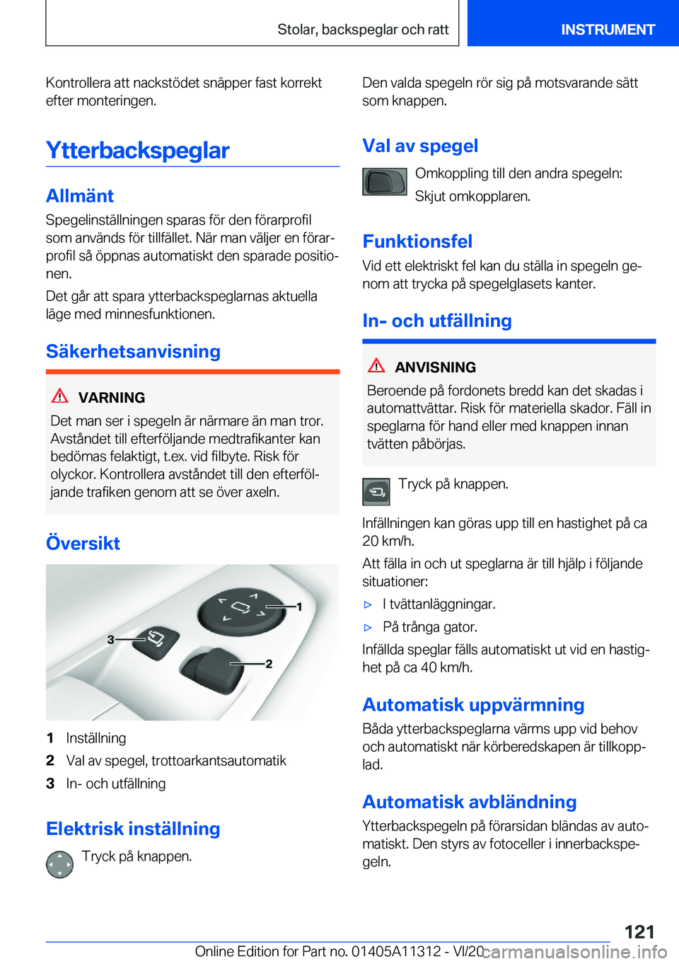 BMW 5 SERIES 2021  InstruktionsbÖcker (in Swedish) �K�o�n�t�r�o�l�l�e�r�a��a�t�t��n�a�c�k�s�t�