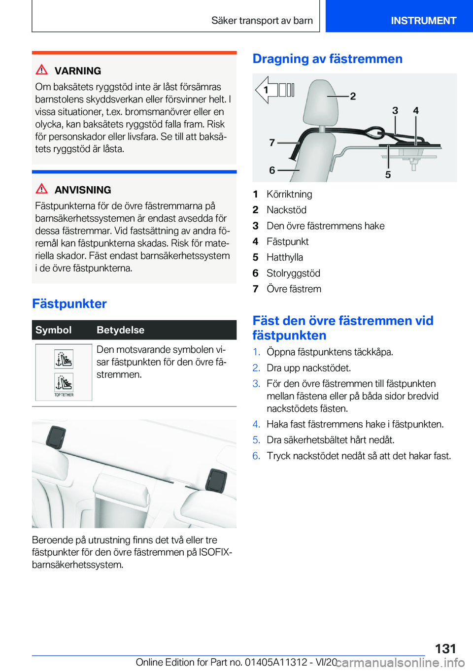 BMW 5 SERIES 2021  InstruktionsbÖcker (in Swedish) �V�A�R�N�I�N�G
�O�m��b�a�k�s�ä�t�e�t�s��r�y�g�g�s�t�