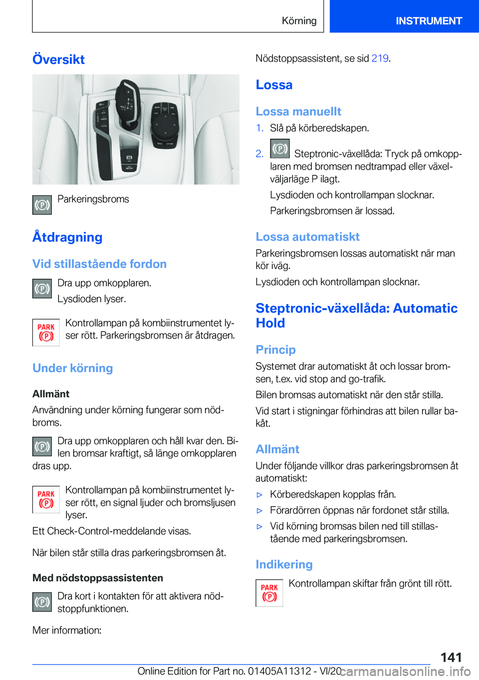 BMW 5 SERIES 2021  InstruktionsbÖcker (in Swedish) �