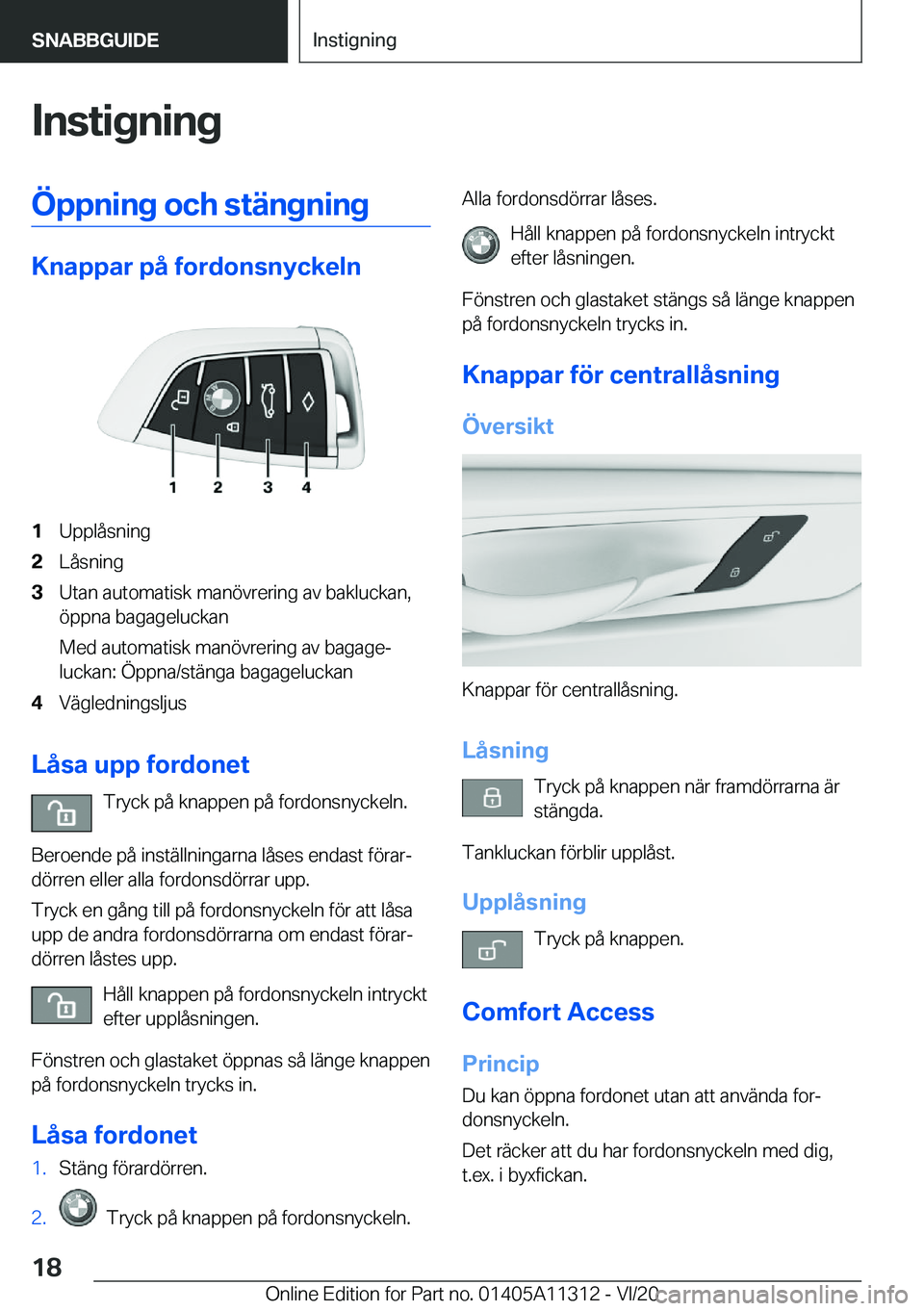 BMW 5 SERIES 2021  InstruktionsbÖcker (in Swedish) �I�n�s�t�i�g�n�i�n�g�