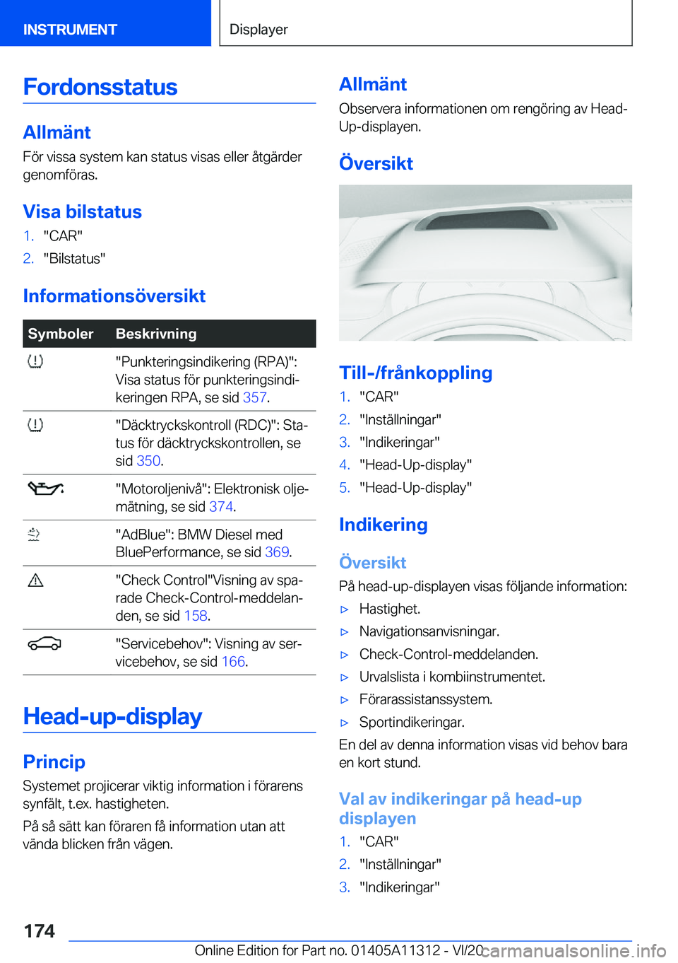 BMW 5 SERIES 2021  InstruktionsbÖcker (in Swedish) �F�o�r�d�o�n�s�s�t�a�t�u�s
�A�l�l�m�ä�n�t
�F�