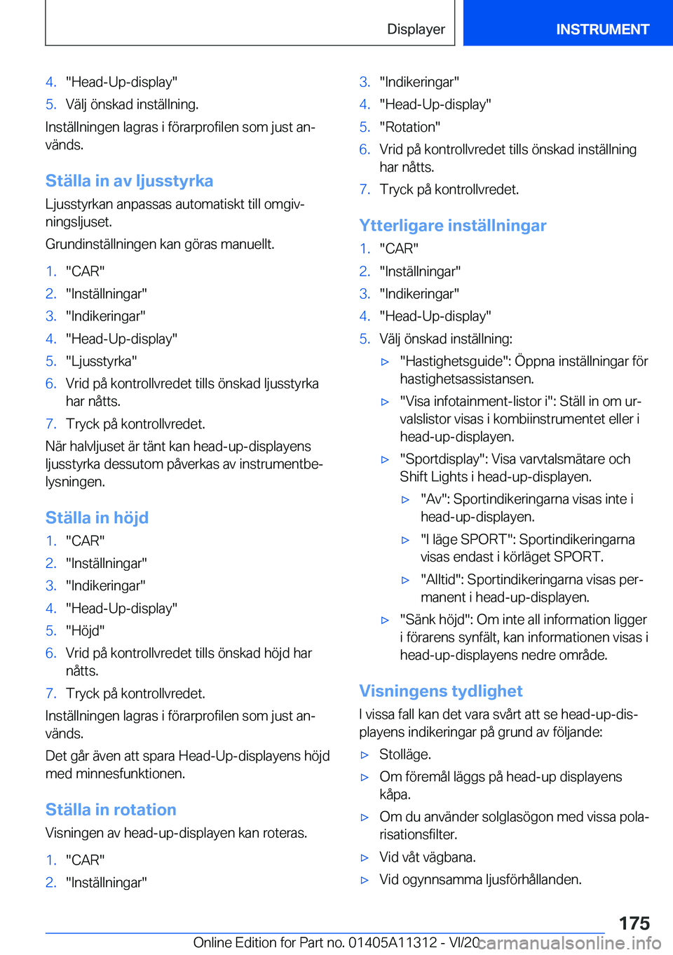 BMW 5 SERIES 2021  InstruktionsbÖcker (in Swedish) �4�.��H�e�a�d�-�U�p�-�d�i�s�p�l�a�y��5�.�V�ä�l�j��