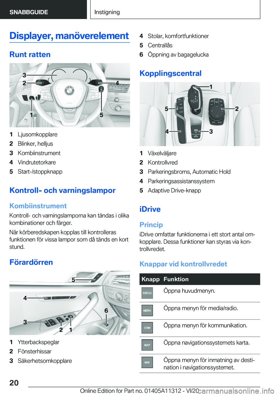 BMW 5 SERIES 2021  InstruktionsbÖcker (in Swedish) �D�i�s�p�l�a�y�e�r�,��m�a�n�