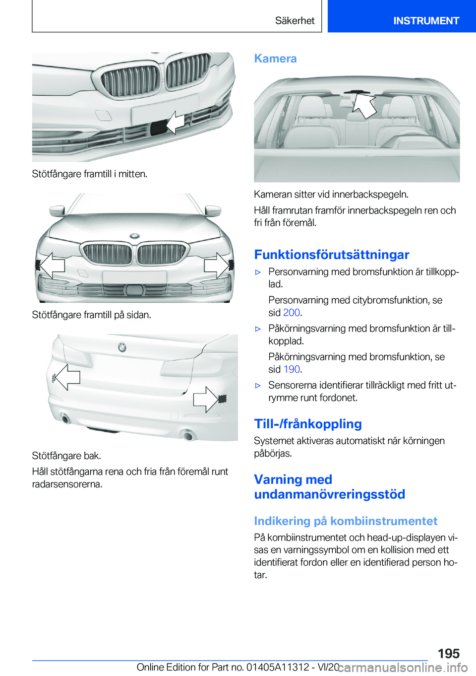 BMW 5 SERIES 2021  InstruktionsbÖcker (in Swedish) �S�t�
