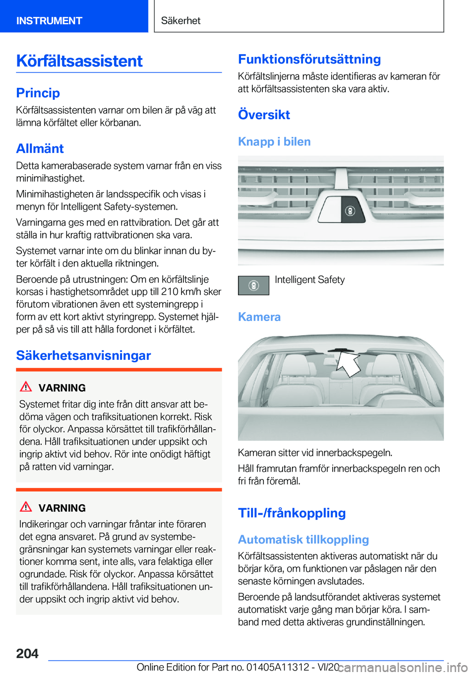 BMW 5 SERIES 2021  InstruktionsbÖcker (in Swedish) �K�