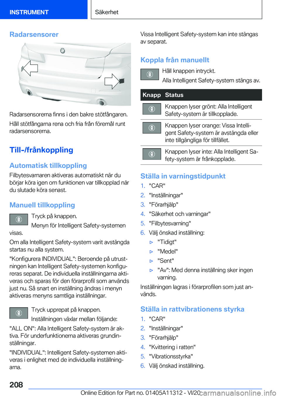 BMW 5 SERIES 2021  InstruktionsbÖcker (in Swedish) �R�a�d�a�r�s�e�n�s�o�r�e�r
�R�a�d�a�r�s�e�n�s�o�r�e�r�n�a��f�i�n�n�s��i��d�e�n��b�a�k�r�e��s�t�