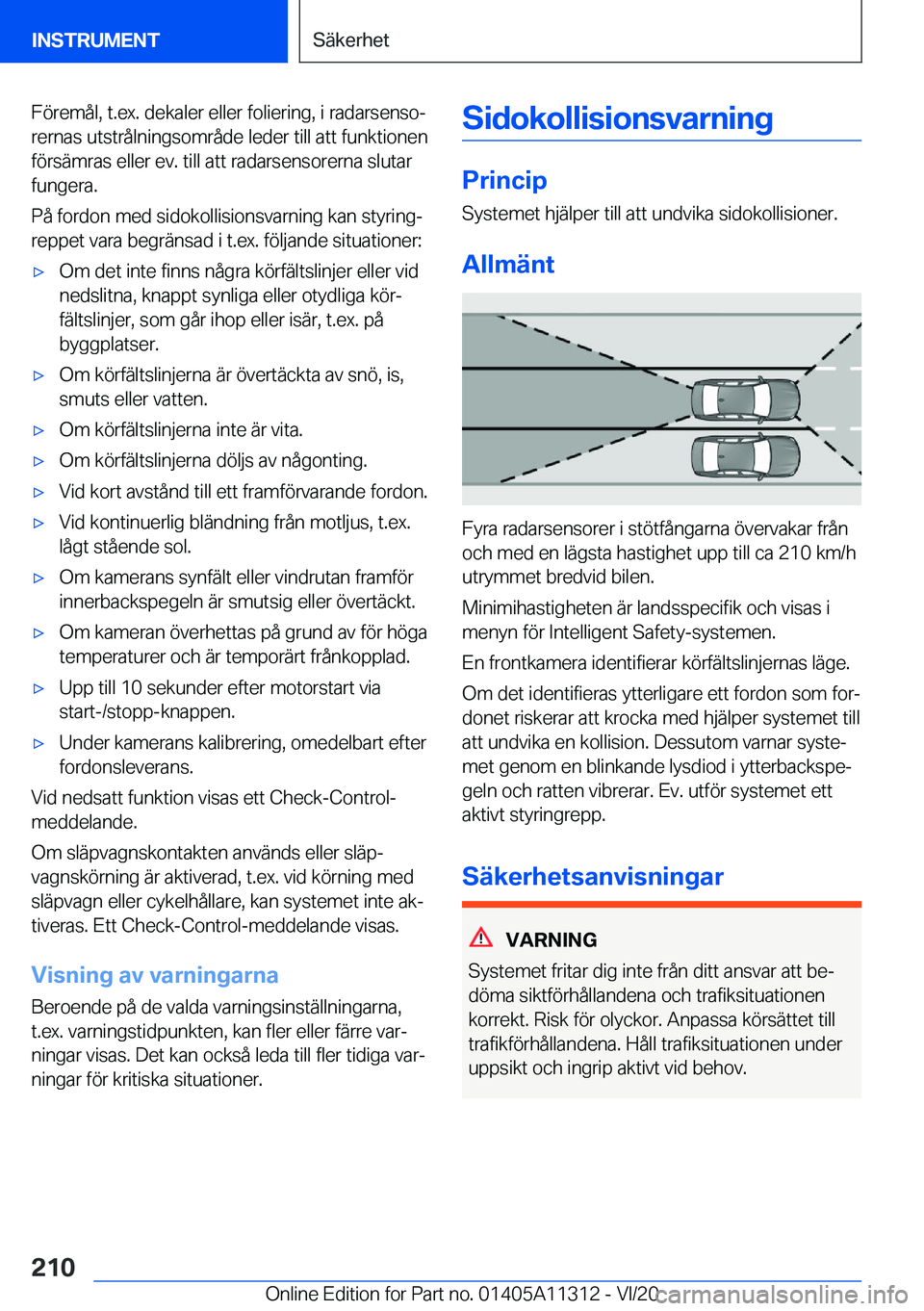 BMW 5 SERIES 2021  InstruktionsbÖcker (in Swedish) �F�