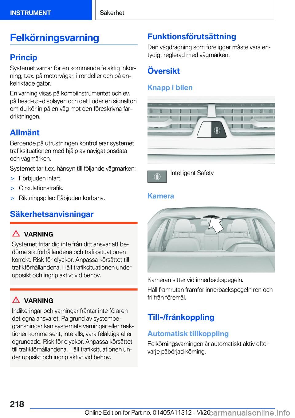 BMW 5 SERIES 2021  InstruktionsbÖcker (in Swedish) �F�e�l�k�