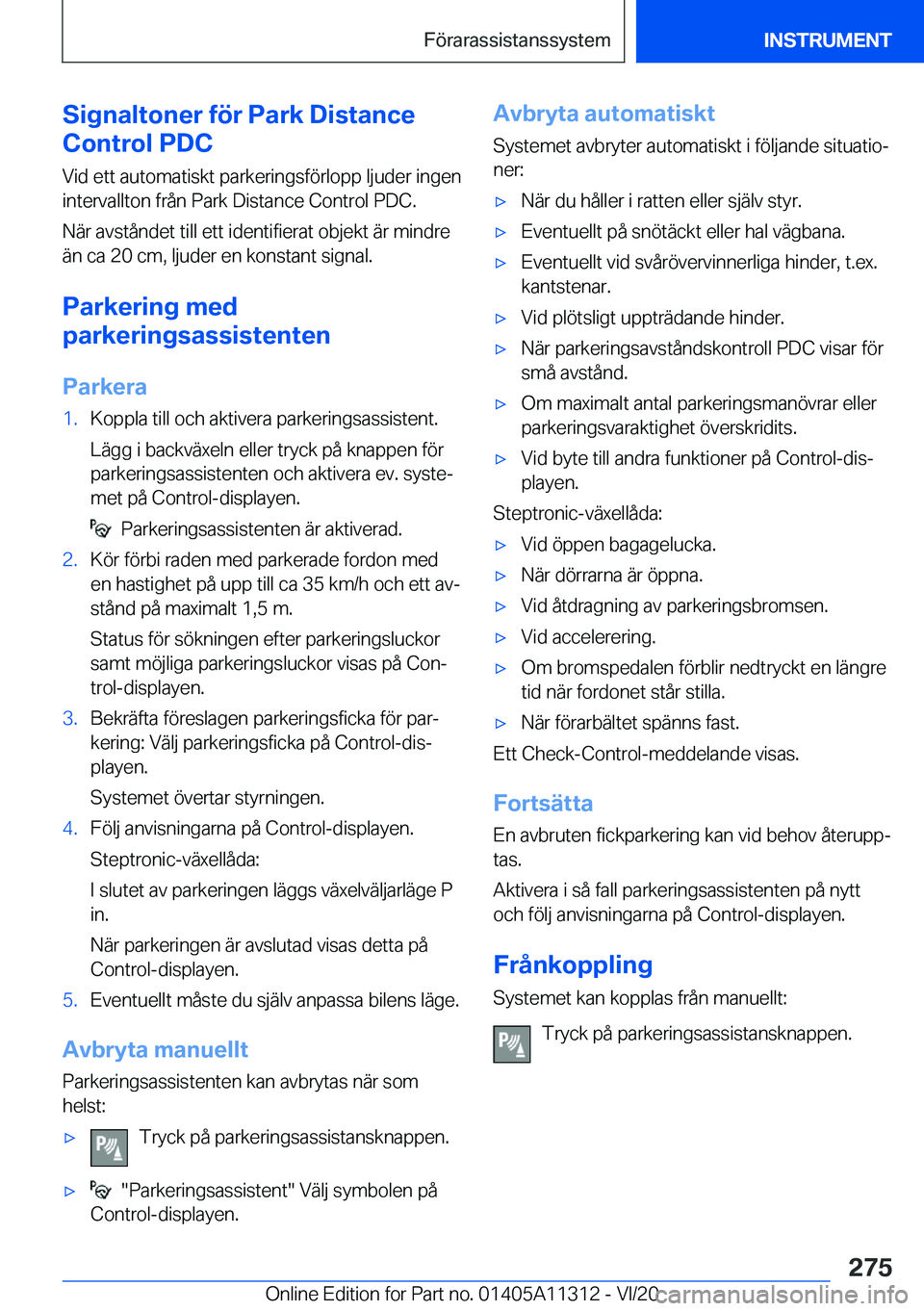 BMW 5 SERIES 2021  InstruktionsbÖcker (in Swedish) �S�i�g�n�a�l�t�o�n�e�r��f�