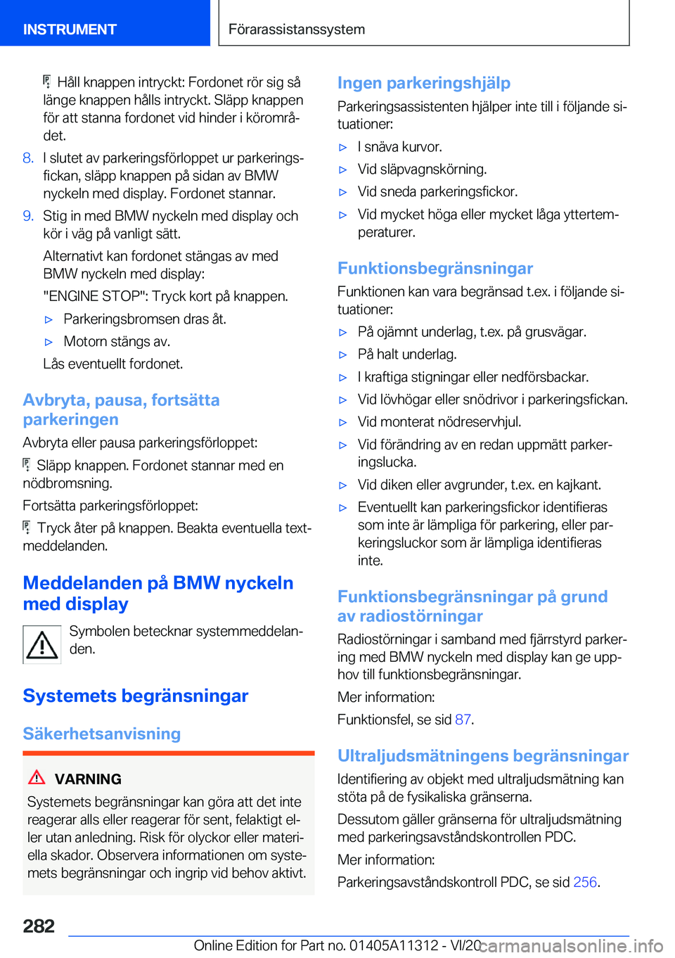 BMW 5 SERIES 2021  InstruktionsbÖcker (in Swedish) ���H�å�l�l��k�n�a�p�p�e�n��i�n�t�r�y�c�k�t�:��F�o�r�d�o�n�e�t��r�