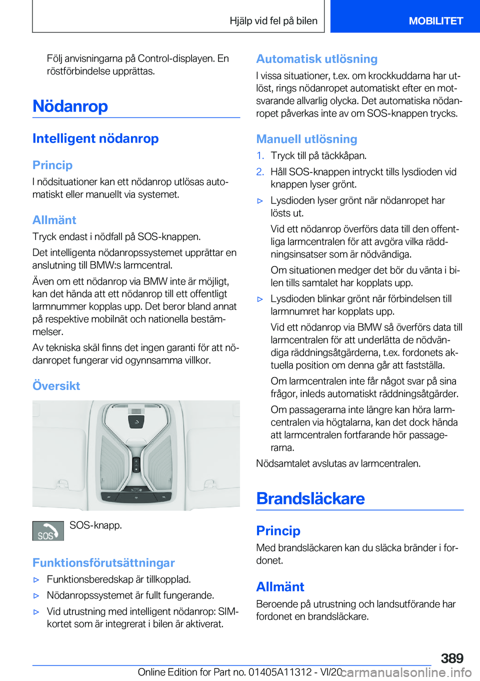 BMW 5 SERIES 2021  InstruktionsbÖcker (in Swedish) �F�