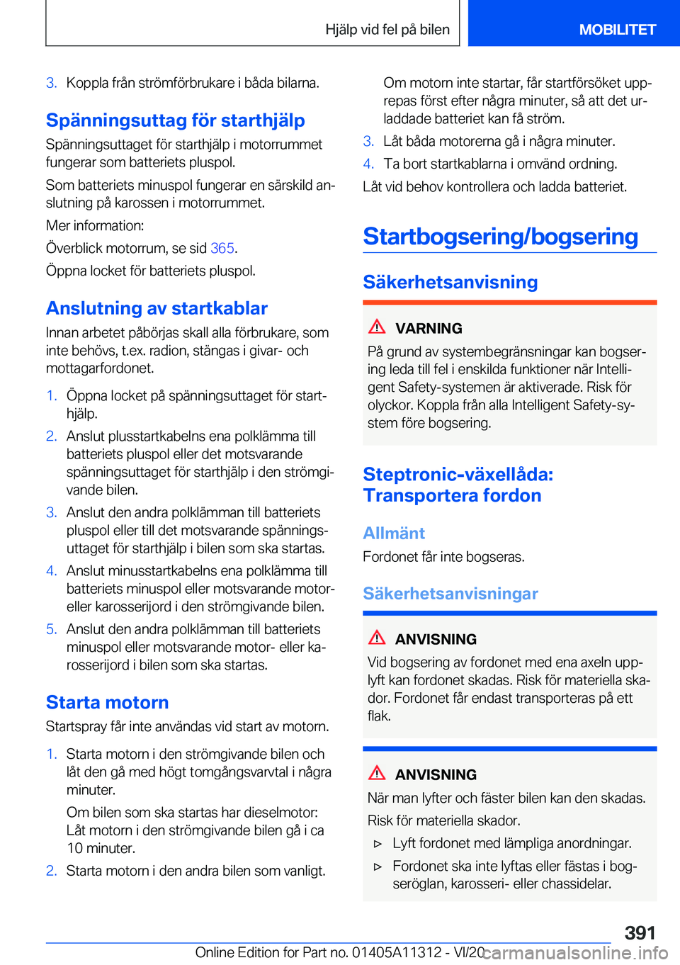 BMW 5 SERIES 2021  InstruktionsbÖcker (in Swedish) �3�.�K�o�p�p�l�a��f�r�å�n��s�t�r�