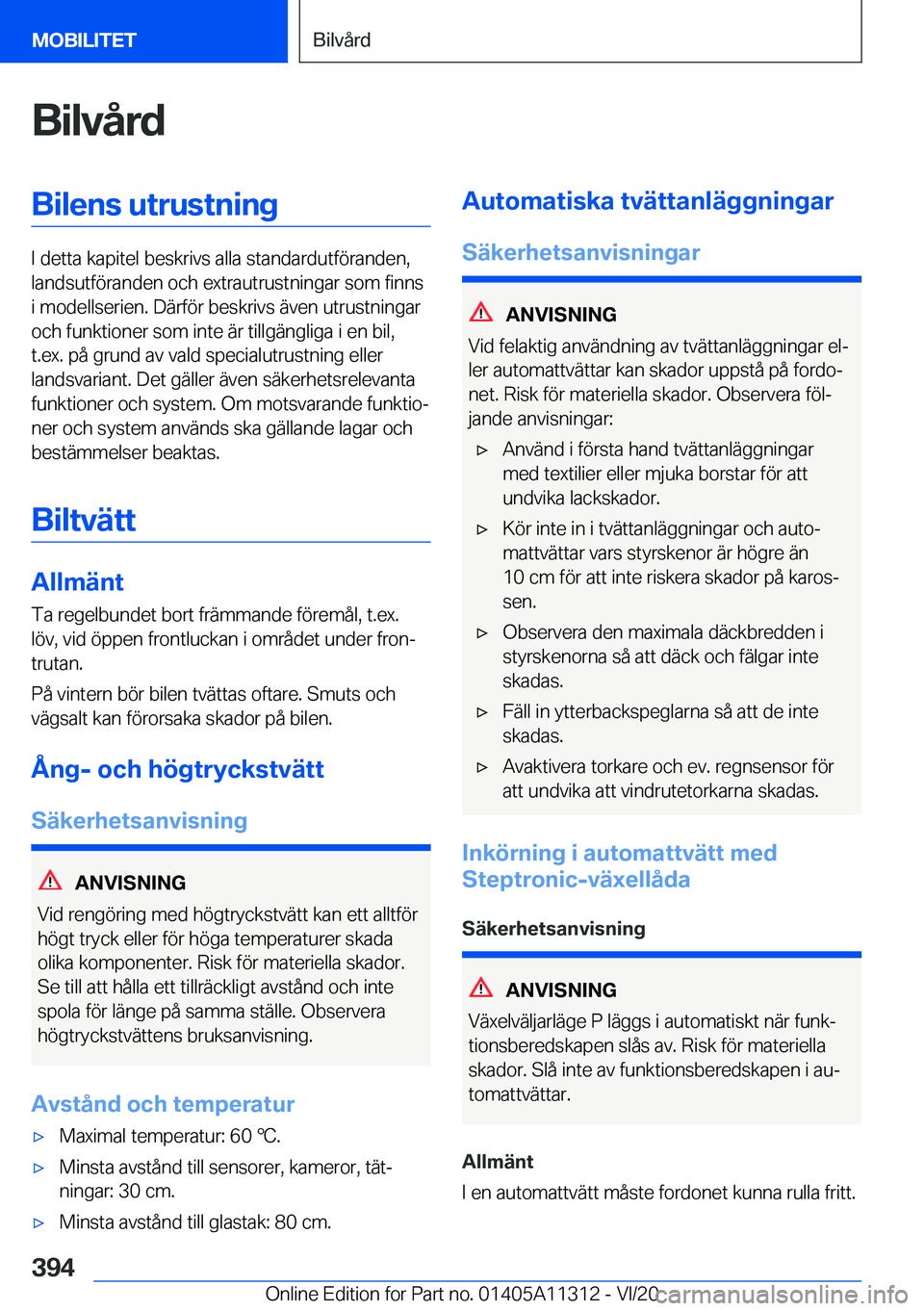 BMW 5 SERIES 2021  InstruktionsbÖcker (in Swedish) �B�i�l�v�å�r�d�B�i�l�e�n�s��u�t�r�u�s�t�n�i�n�g
�I��d�e�t�t�a��k�a�p�i�t�e�l��b�e�s�k�r�i�v�s��a�l�l�a��s�t�a�n�d�a�r�d�u�t�f�