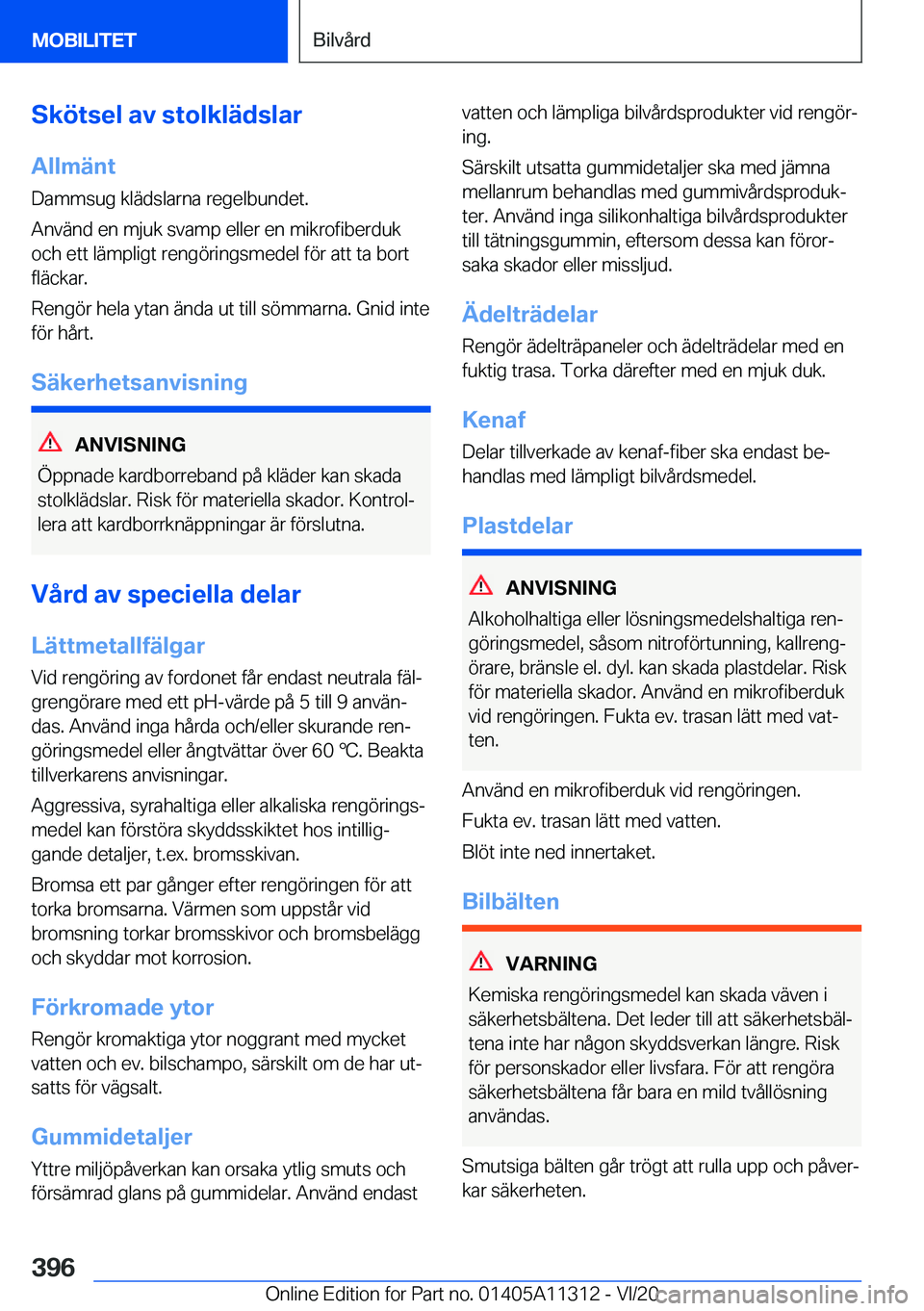 BMW 5 SERIES 2021  InstruktionsbÖcker (in Swedish) �S�k�