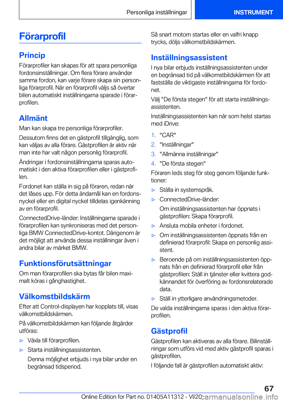 BMW 5 SERIES 2021  InstruktionsbÖcker (in Swedish) �F�