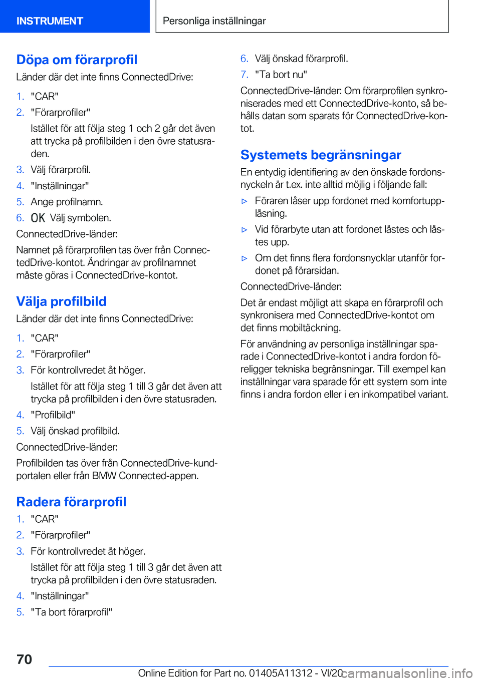 BMW 5 SERIES 2021  InstruktionsbÖcker (in Swedish) �D�