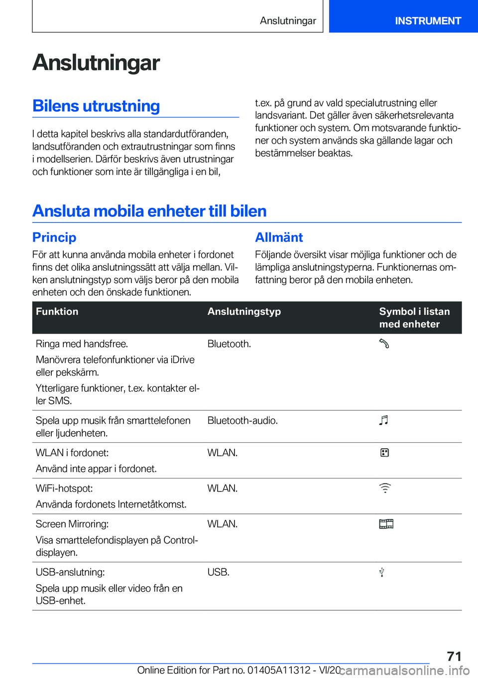 BMW 5 SERIES 2021  InstruktionsbÖcker (in Swedish) �A�n�s�l�u�t�n�i�n�g�a�r�B�i�l�e�n�s��u�t�r�u�s�t�n�i�n�g
�I��d�e�t�t�a��k�a�p�i�t�e�l��b�e�s�k�r�i�v�s��a�l�l�a��s�t�a�n�d�a�r�d�u�t�f�