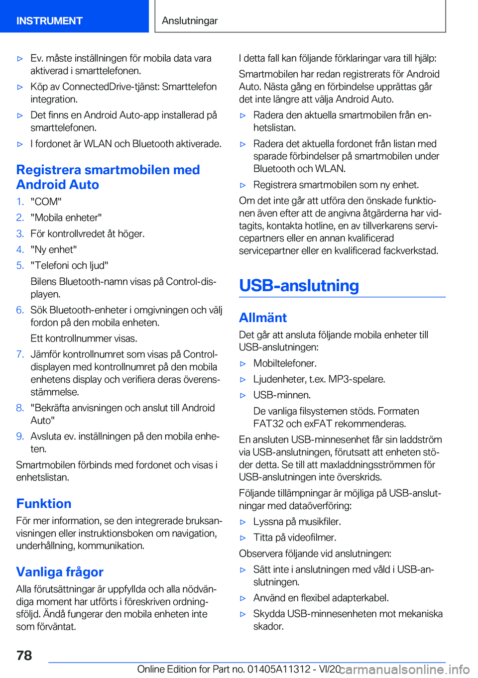 BMW 5 SERIES 2021  InstruktionsbÖcker (in Swedish) 'x�E�v�.��m�å�s�t�e��i�n�s�t�ä�l�l�n�i�n�g�e�n��f�