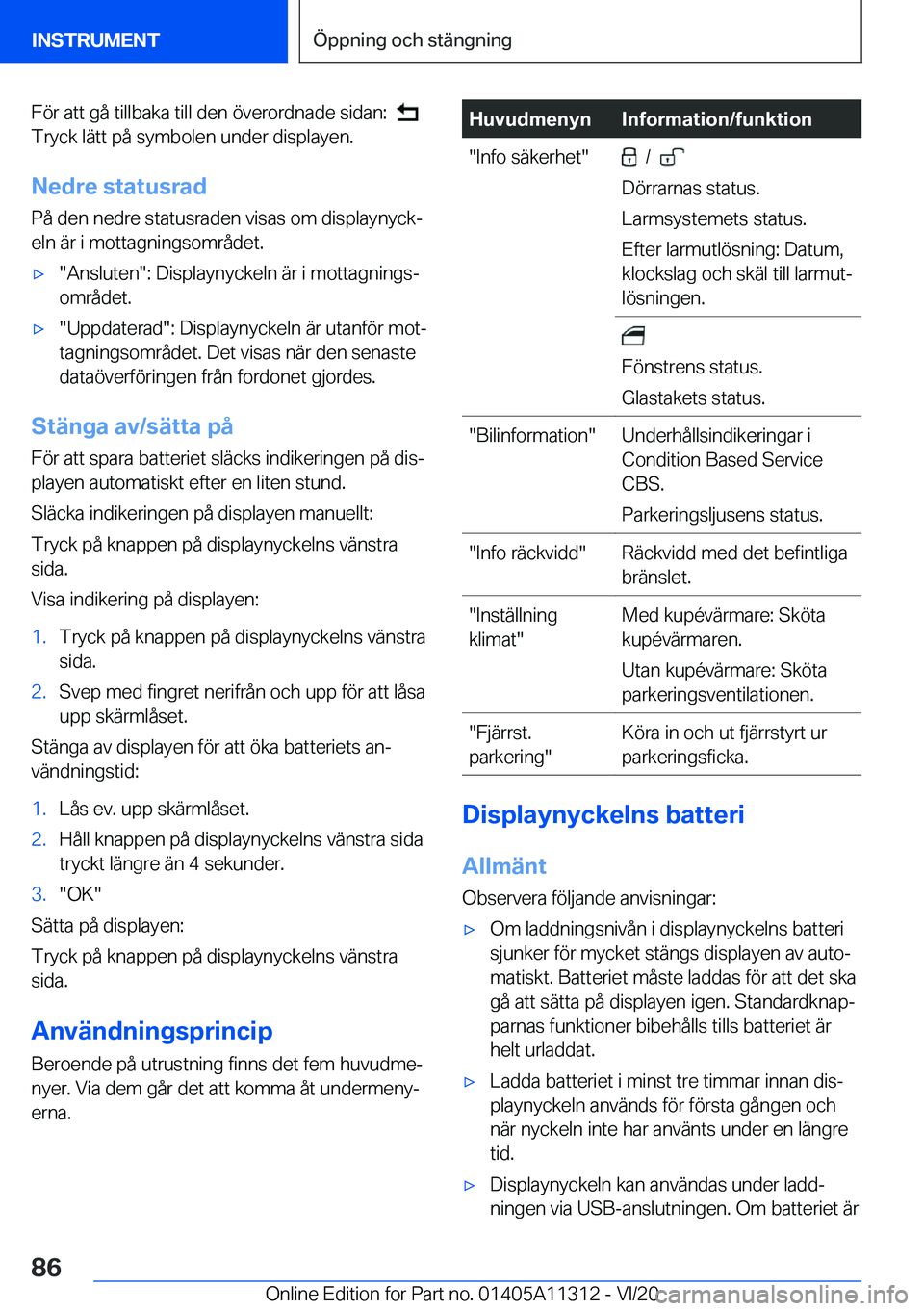 BMW 5 SERIES 2021  InstruktionsbÖcker (in Swedish) �F�