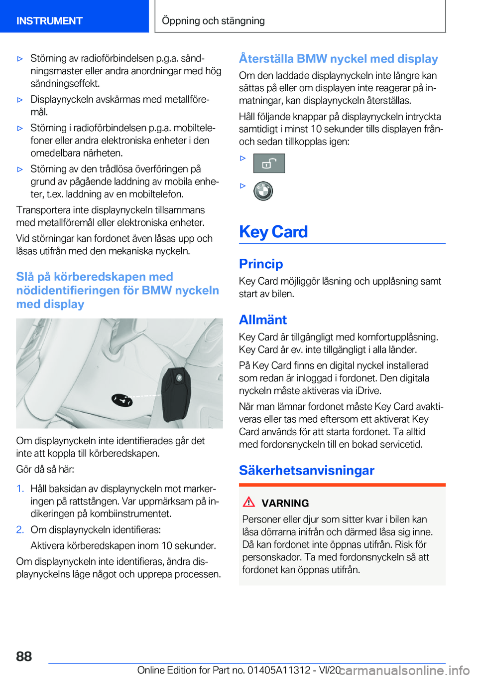 BMW 5 SERIES 2021  InstruktionsbÖcker (in Swedish) 'x�S�t�