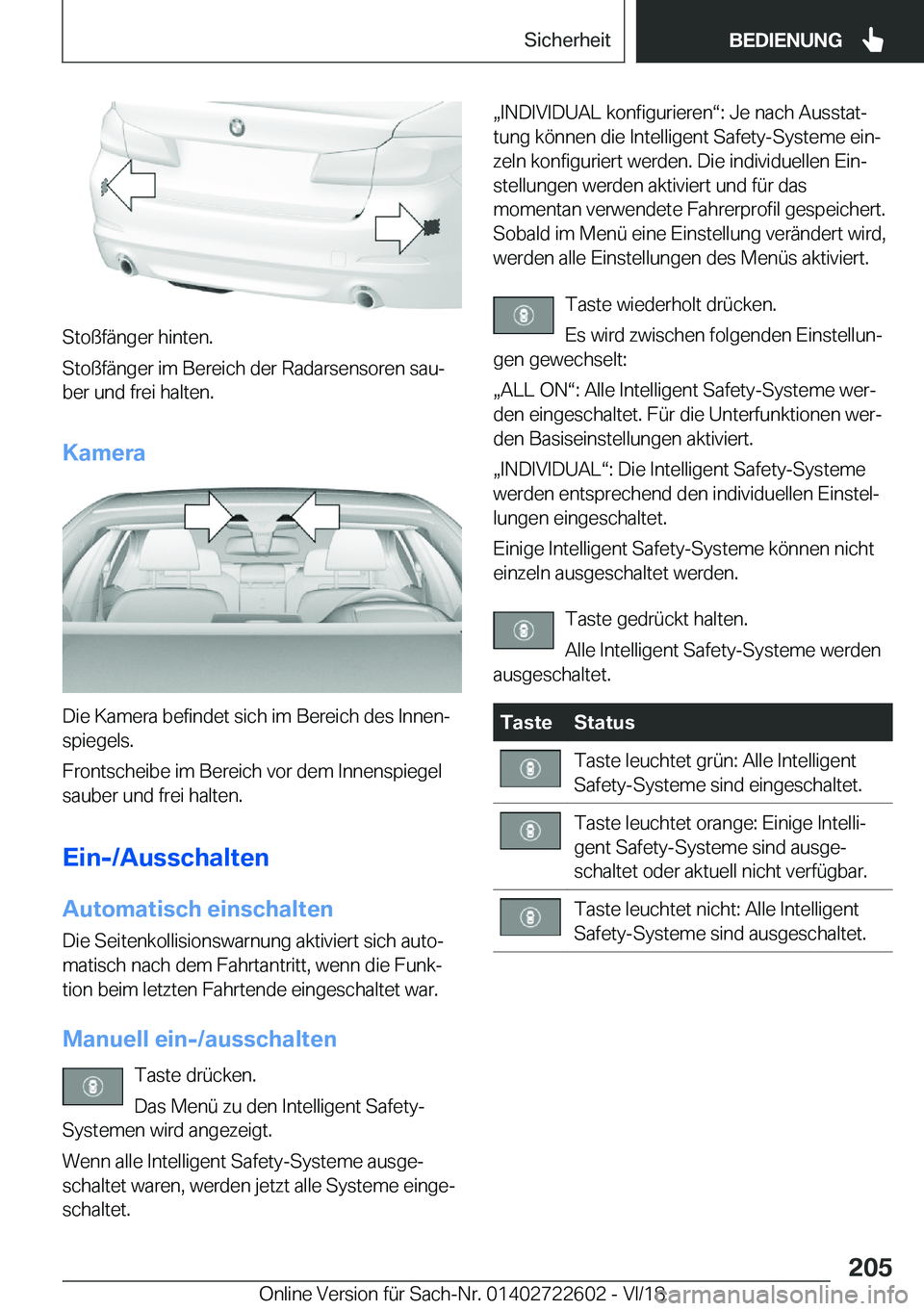 BMW 5 SERIES 2019  Betriebsanleitungen (in German) �S�t�o�